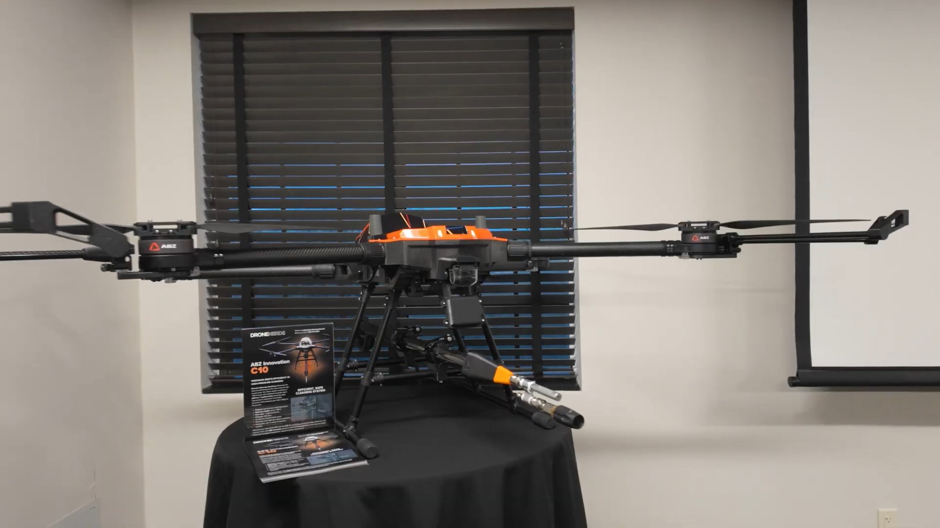 Commercial drone cleaning equipment on display